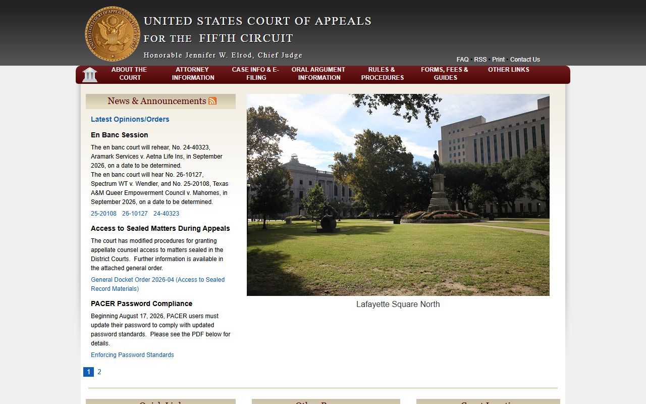 Calcasieu Parish District Court Fifth Circuit federal appeals source