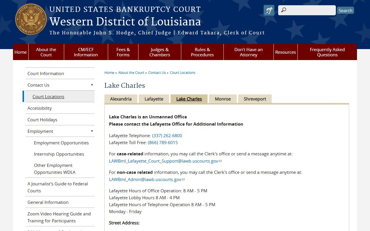 Calcasieu Parish District Court Lake Charles bankruptcy courtroom source