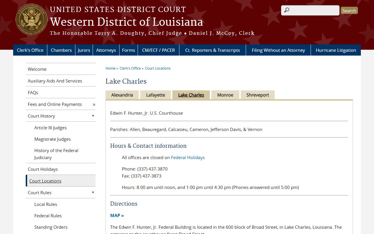 Calcasieu Parish District Court Lake Charles federal courthouse source