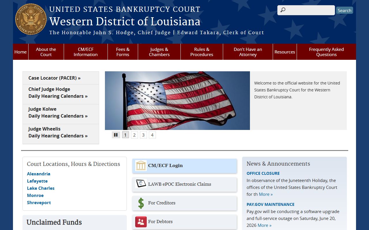 Calcasieu Parish District Court Western District bankruptcy source