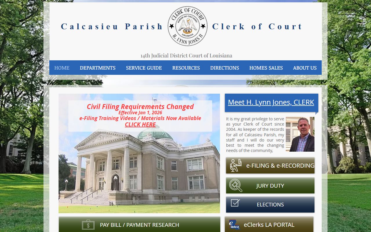 Calcasieu Parish court records at the Clerk of Court