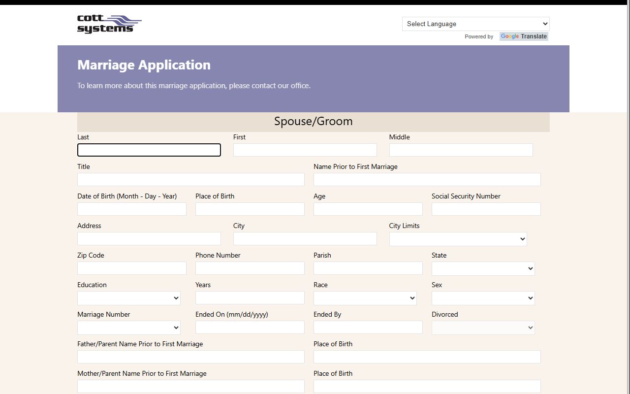 Calcasieu Parish marriage records online marriage application