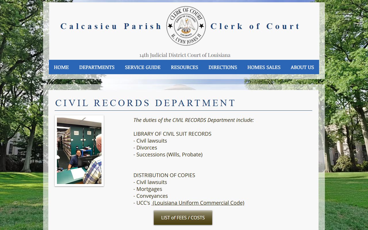 Calcasieu Parish probate records Clerk Civil Records source