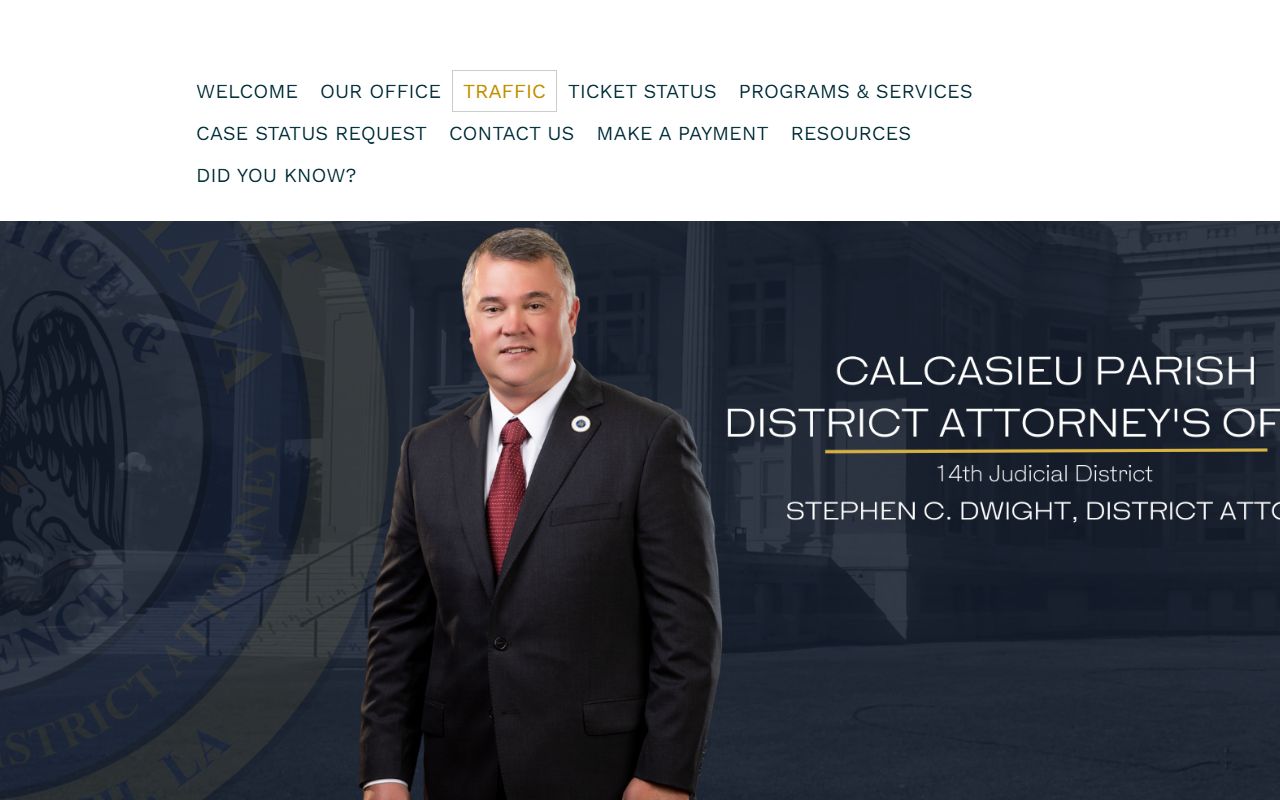 Calcasieu Parish District Attorney traffic ticket page