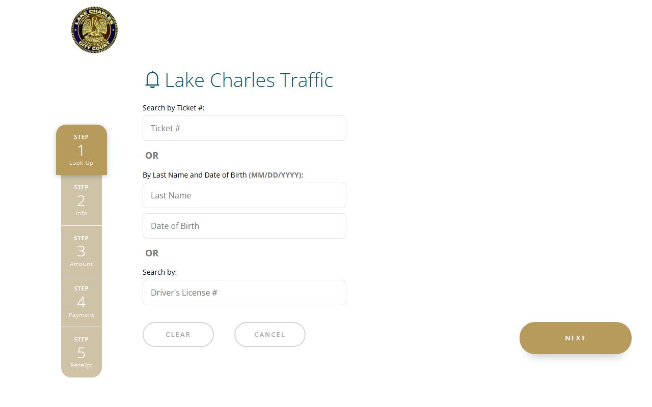 Lake Charles City Court traffic payment portal