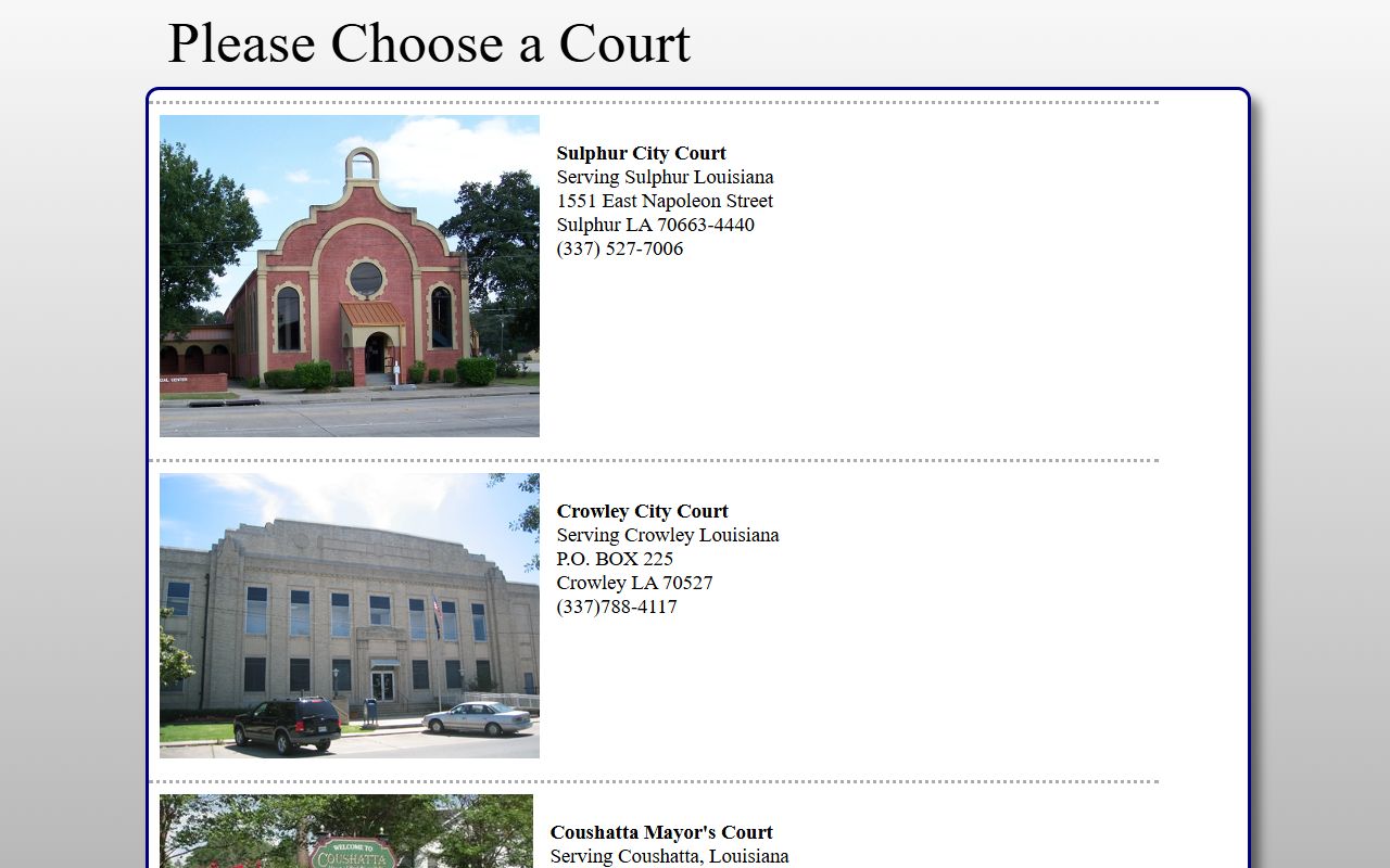 Sulphur QuickCourt payment portal