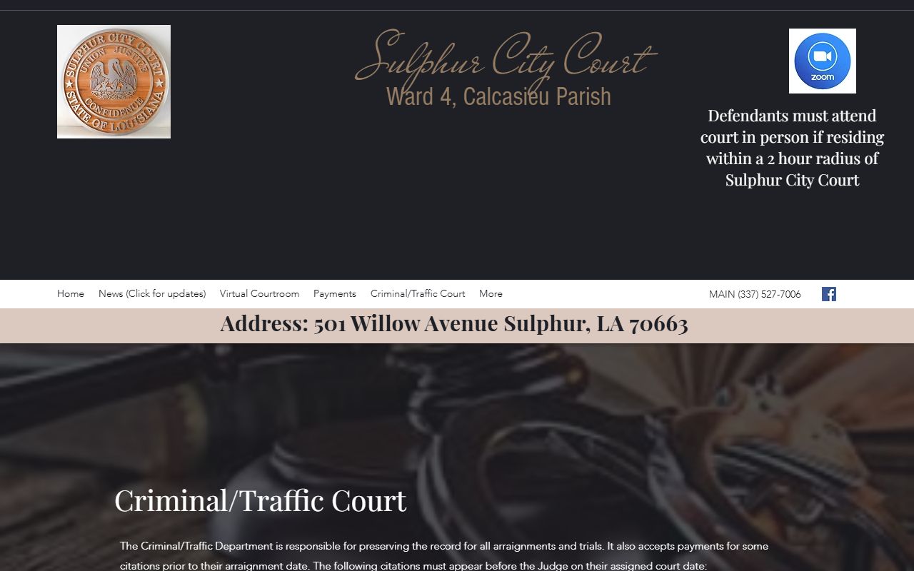 Sulphur City Court criminal and traffic court page
