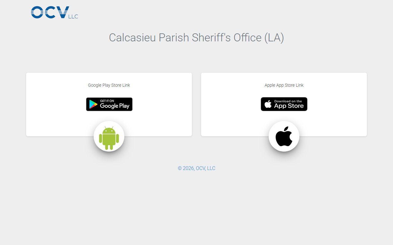 Calcasieu Parish Sheriff's Office mobile app landing page